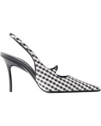 Alaïa - 90 Checked Leather-Trimmed Canvas Slingback Pumps - Lyst