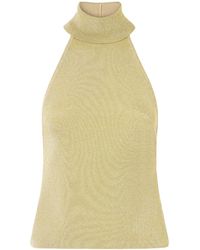 Cult Gaia - Wake Ribbed Metallic Halterneck Top - Lyst
