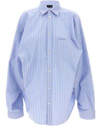 Balenciaga - Striped Collared Long-Sleeve Shirt - Lyst