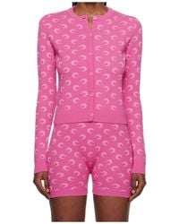 Marine Serre - Moon Jacquard Knit Fitted Cardigan - Lyst