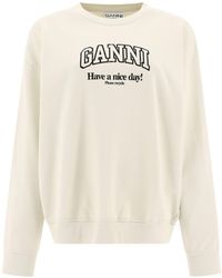 Ganni - "Have A Nice Day" Sweatshirt - Lyst
