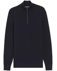 BOSS - Boss Textured Half Zip Knitted Sweater - Lyst