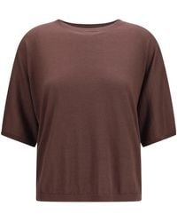 Brunello Cucinelli - Fine-Knit Short-Sleeve Top - Lyst