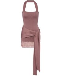 AYA MUSE - Lace-Trimmed Silk Cotton Mini Dress - Lyst