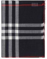 Burberry - Checked Frayed-Edge Scarf - Lyst