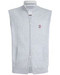 Brunello Cucinelli - Zip Knitted Waistcoat - Lyst