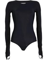 MM6 by Maison Margiela - Plain Color Stretch Long Sleeve Tassel Jumpsuit - Lyst