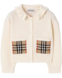 Burberry - Check Pocket Cotton Wool Cardigan - Lyst