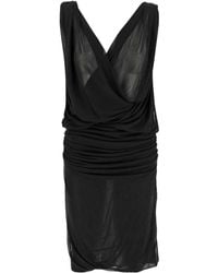 Saint Laurent - Plunge Ruched Midi Dress - Lyst