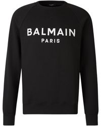 Balmain - Logo Printed Crew Neck Sweatshirt - Lyst