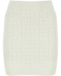 Balmain - Openwork Monogram Knit Skirt - Lyst