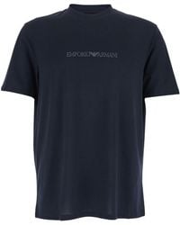 Emporio Armani - Logo Embroidered Crewneck T-Shirt - Lyst