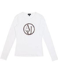 Armani Jeans - T-Shirt With Round Neck And Long Sleeves - Lyst