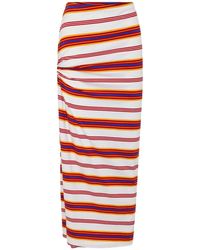Rabanne - Rabanne Draped Striped Long Jersey Skirt - Lyst