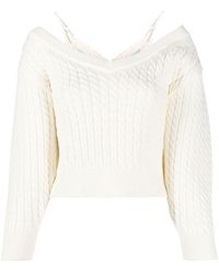 Alexander Wang - Off-Shoulder Cable Knit Jumper - Lyst
