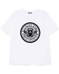 Balmain - Logo Flocked Crewneck T-Shirt - Lyst