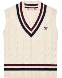 Celine - Triomphe V-Neck Cable-Knit - Lyst