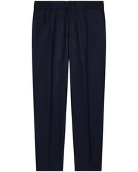 Emporio Armani - Stretch-Twill Virgin-Wool Trousers With Ribbing - Lyst