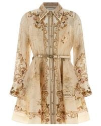 Zimmermann - Floral-Print Belted Mini Dress - Lyst
