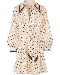 Zimmermann - Polka Dot Mini Shirt Dress With Tie - Lyst