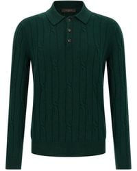 Zanone - Cable-Knit Long Sleeved Polo Shirt - Lyst