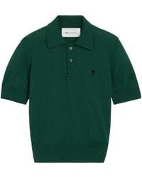 Ami Paris - Short-Sleeved Wool Knit Polo Shirt - Lyst