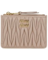 Miu Miu - Matelassé Zip Card Wallet - Lyst