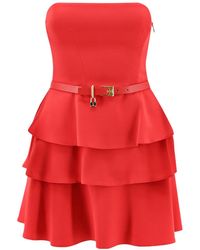 Elisabetta Franchi - Belted Tiered Mini Dress - Lyst