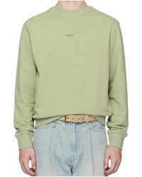 BOSS - Logo-Print Crew-Neck Sweatshirt - Lyst