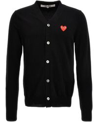 COMME DES GARÇONS PLAY - Heart-Patch Wool Cardigan - Lyst