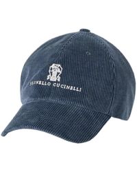 Brunello Cucinelli - Comfort Cotton And Cashmere Corduroy Baseball Cap With Embroidered Logo - Lyst