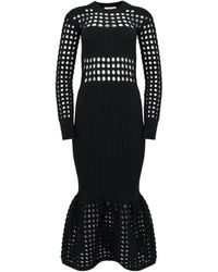McQueen - Openwork Ribbed-Knit Midi Dress - Lyst