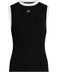 KARL LAGERFELD - Ribbed-Knit Contrast-Trim Tank Top - Lyst