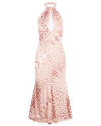 Roberto Cavalli - Halterneck Printed Midi Dress - Lyst
