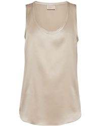 Brunello Cucinelli - Round-Neck Silk Top - Lyst