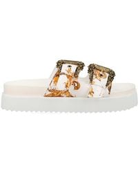 Versace Jeans Couture - Couture Buckle Embellished Barocco-Printed Sandals - Lyst