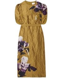 Erdem - Astrea Floral-Print Crinkled-Satin Midi Dress - Lyst