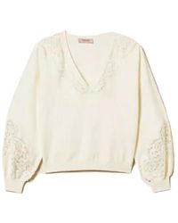Twinset - V-Neck Embroidered Jumper - Lyst