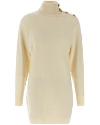Balmain - High-Neck Long Sleeved Dress - Lyst