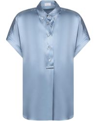 Brunello Cucinelli - Short-Sleeved Buttoned Blouse - Lyst