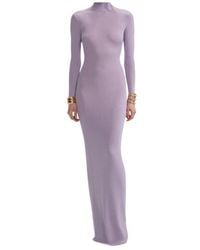 Self-Portrait - Lilac Viscose Knit Maxi Dress - Lyst