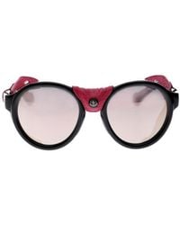 Moncler - Eyewear Leather Blinder Oval Sunglasses - Lyst