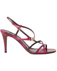 Fendi - Logo-Plaque Strappy Sandals - Lyst