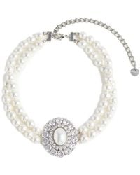 Self-Portrait - Pearl Crystal Choker - Lyst