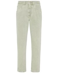Brunello Cucinelli - Logo Patch Cropped Jeans - Lyst