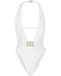 Dolce & Gabbana - Dg Plaque One Piece Swimsuit - Lyst