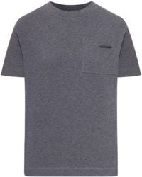 Brunello Cucinelli - Crew Neck Cotton T-Shirt With Mobile Application - Lyst