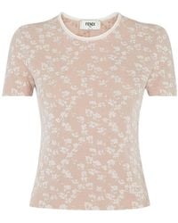 Fendi - Floral Motif Jacquard Short Sleeved T-Shirt - Lyst