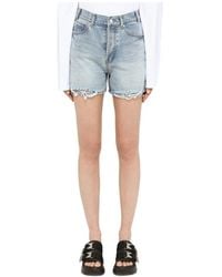 we11done - Ripped Washed-Denim Shorts - Lyst