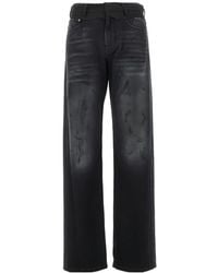MM6 by Maison Margiela - Contrast Waist Straight-Leg Jeans - Lyst